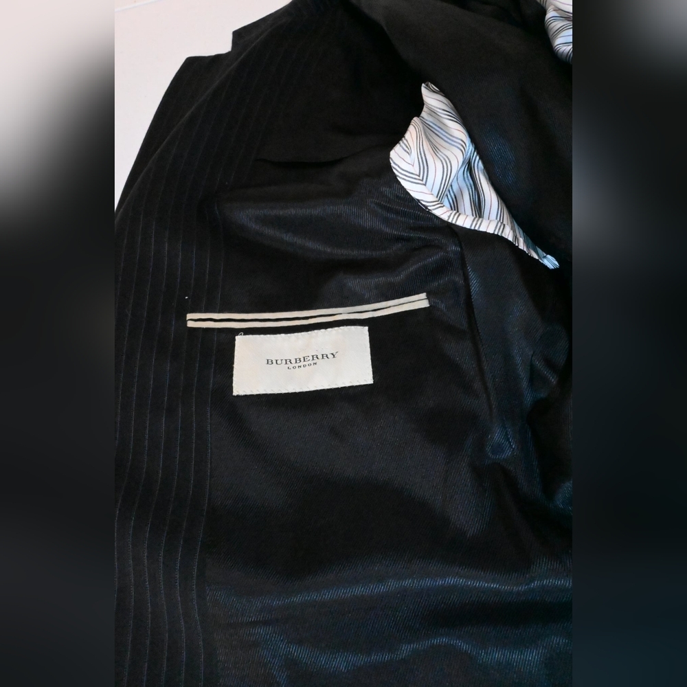 BURBERRY LONDON Black Pen Stripped 2Pc Suit Jacket 40 R Pants 31W Union Made USA - Picture 6 of 16